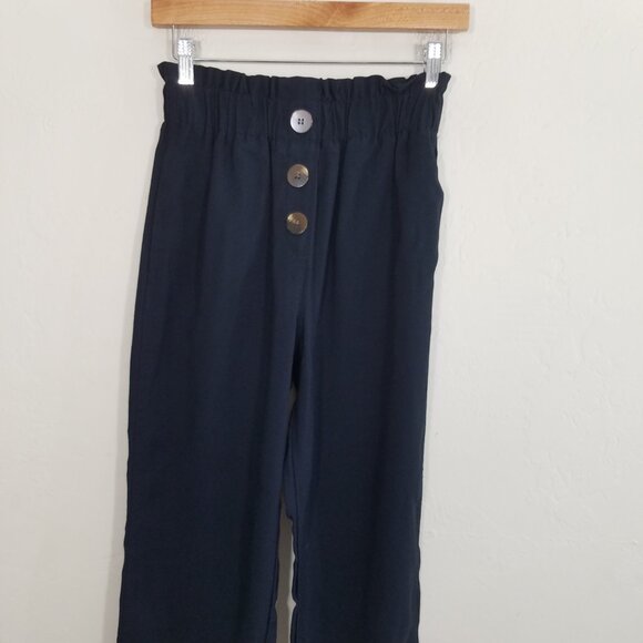 Zara Navy High Rise Cuffed Legs Pants Size S - Picture 2 of 8